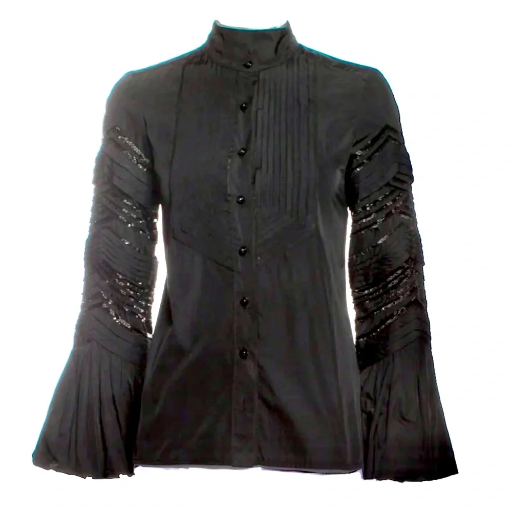 Roberto Cavalli Sequin and Beads Black Shirt, size 42 (US 6)